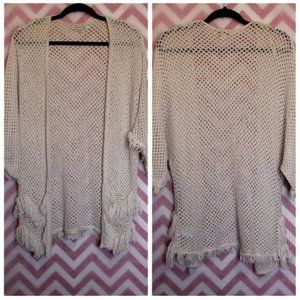 American Eagle Ivory Fringe Cardi Size M